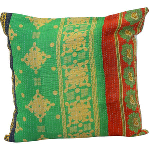 Recycled green vintage Kantha Quilt Pillows