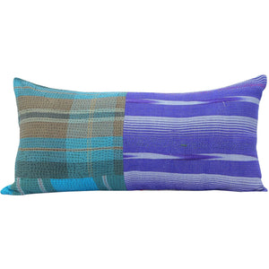 India Pillow Blue Vintage Kantha Pillow