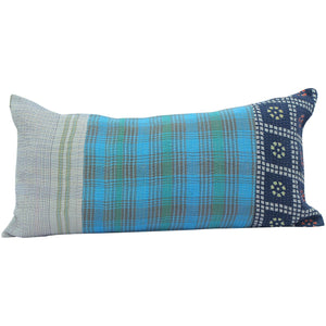 Blue Kantha Quilt Pillow