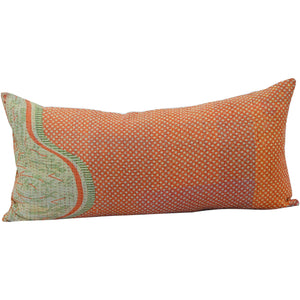 Coral Red Vintage Kantha Quilt Pillow Cover
