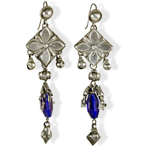 vintage India silver blue earrings