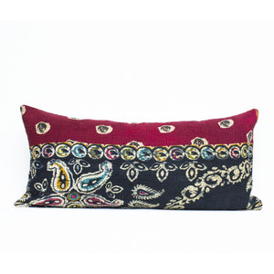 Vintage Kantha Quilt Lumbar Pillow - 254