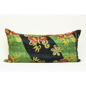 Vintage Kantha Quilt Lumbar Pillow - 147