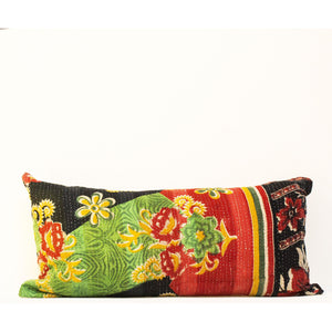 Vintage Kantha Quilt Lumbar Pillow - 153
