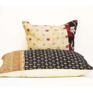 Beige Vintage Kantha Pillow